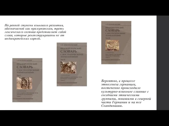 На ранней ступени языкового развития, обозначаемой как прагерманская, треть лексического состава представляет