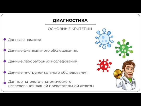 Данные анамнеза Данные физикального обследования, Данные лабораторных исследований, Данные инструментального обследования, Данные