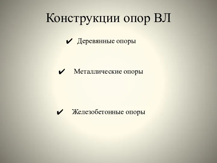 Конструкции опор ВЛ Деревянные опоры Металлические опоры Железобетонные опоры