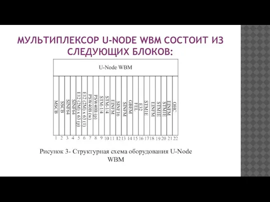 МУЛЬТИПЛЕКСОР U-NODE WBM СОСТОИТ ИЗ СЛЕДУЮЩИХ БЛОКОВ: Рисунок 3- Структурная схема оборудования U-Node WBM