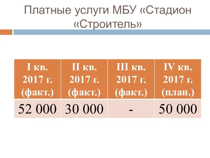 Платные услуги МБУ «Стадион «Строитель»