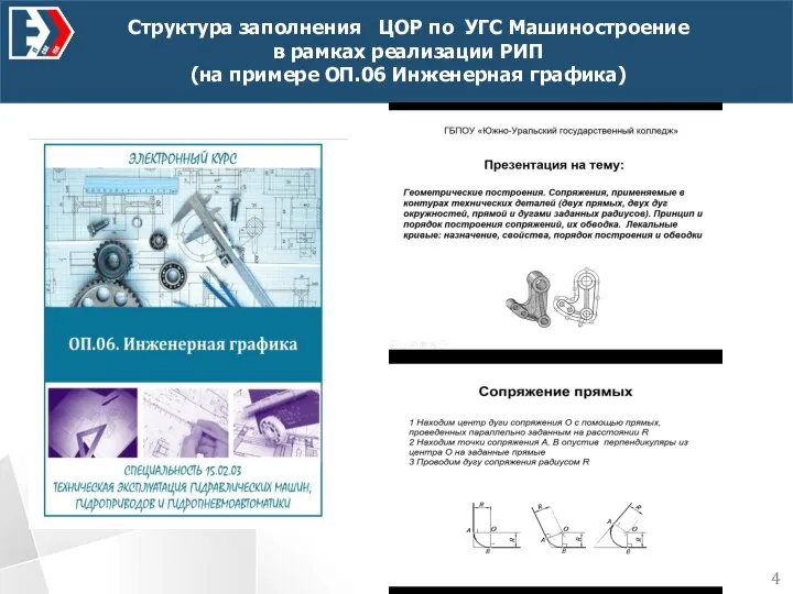 Структура заполнения ЦОР по УГС Машиностроение в рамках реализации РИП (на примере ОП.06 Инженерная графика) 4