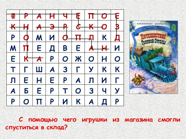 С помощью чего игрушки из магазина смогли спуститься в склад?