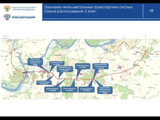 Элементы интеллектуальных транспортных систем. Схема расположения. 2 этап. Видеокомплекс на ПК285 Видеокомплекс