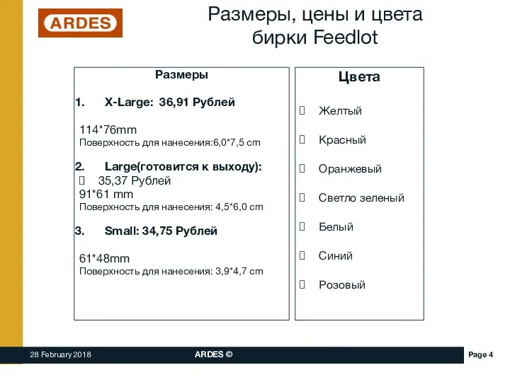 Размеры, цены и цвета бирки Feedlot Размеры X-Large: 36,91 Рублей 114*76mm Поверхность