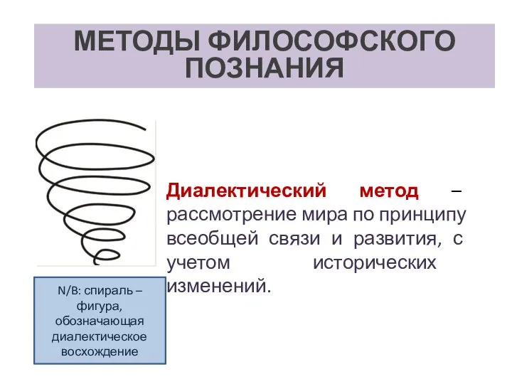 МЕТОДЫ ФИЛОСОФСКОГО ПОЗНАНИЯ Диалектический метод – рассмотрение мира по принципу всеобщей связи