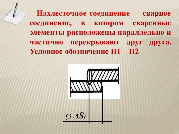 Нахлесточное соединение – сварное соединение, в котором сваренные элементы расположены параллельно и