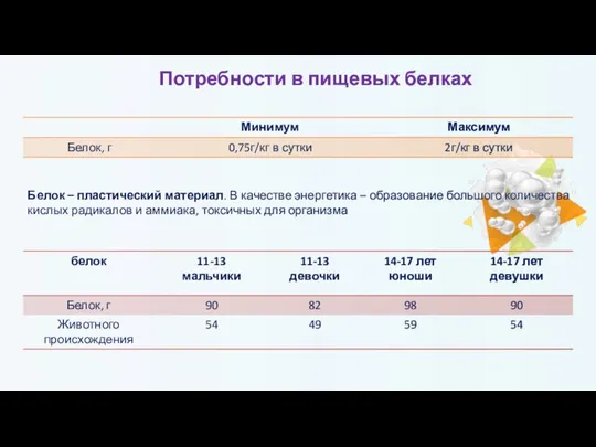 Потребности в пищевых белках