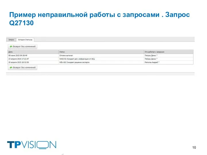 Пример неправильной работы с запросами . Запрос Q27130