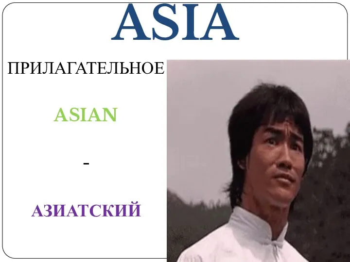 ASIA ПРИЛАГАТЕЛЬНОЕ ASIAN - АЗИАТСКИЙ