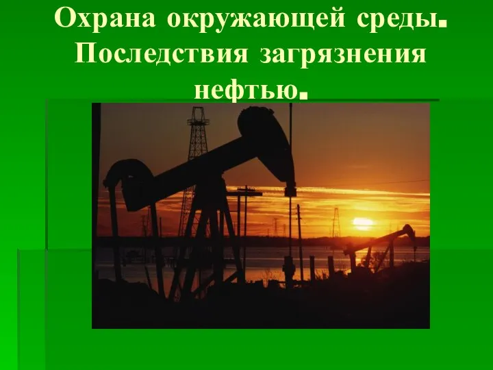 Охрана окружающей среды. Последствия загрязнения нефтью.