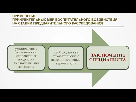 ПРИМЕНЕНИЕ ПРИНУДИТЕЛЬНЫХ МЕР ВОСПИТАТЕЛЬНОГО ВОЗДЕЙСТВИЯ НА СТАДИИ ПРЕДВАРИТЕЛЬНОГО РАССЛЕДОВАНИЯ