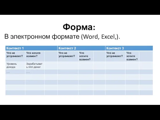 Форма: В электронном формате (Word, Excel,).