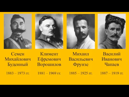 Семен Михайлович Буденный 1883 – 1973 гг. Климент Ефремович Ворошилов 1881 –