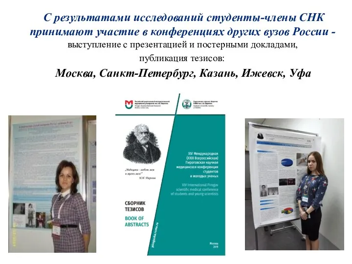 С результатами исследований студенты-члены СНК принимают участие в конференциях других вузов России