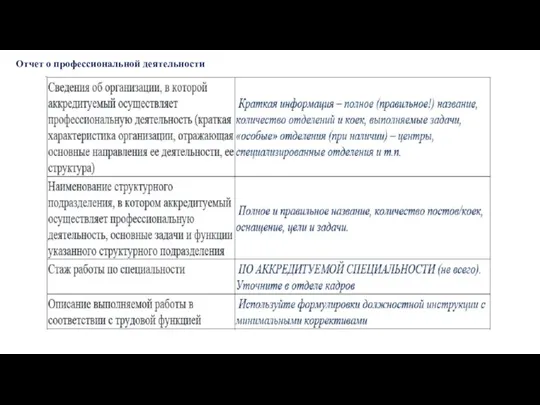 Отчет о профессиональной деятельности