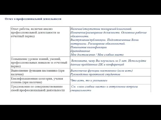 Отчет о профессиональной деятельности