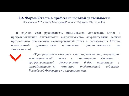 2.2. Форма Отчета о профессиональной деятельности Приложение №2 приказа Минздрава России от