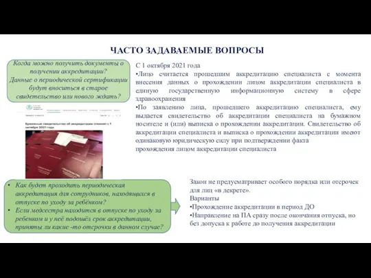 ЧАСТО ЗАДАВАЕМЫЕ ВОПРОСЫ Когда можно получить документы о получении аккредитации? Данные о