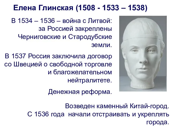 Елена Глинская (1508 - 1533 – 1538) В 1534 – 1536 –