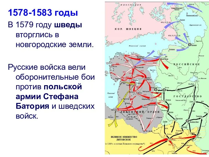 1578-1583 годы В 1579 году шведы вторглись в новгородские земли. Русские войска