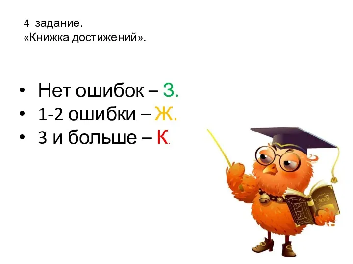 Нет ошибок – З. 1-2 ошибки – Ж. 3 и больше –