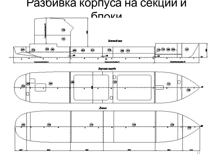 Разбивка корпуса на секции и блоки