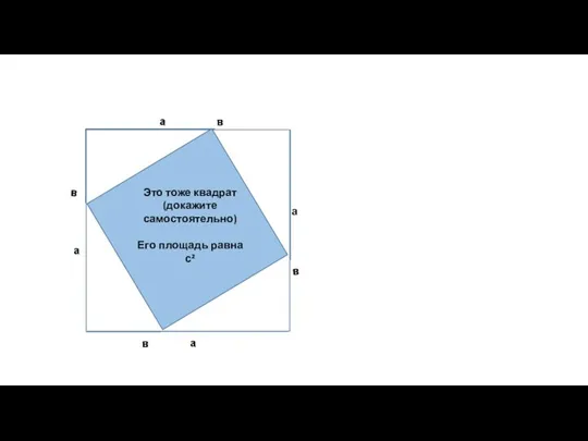 Это тоже квадрат (докажите самостоятельно) Его площадь равна с²