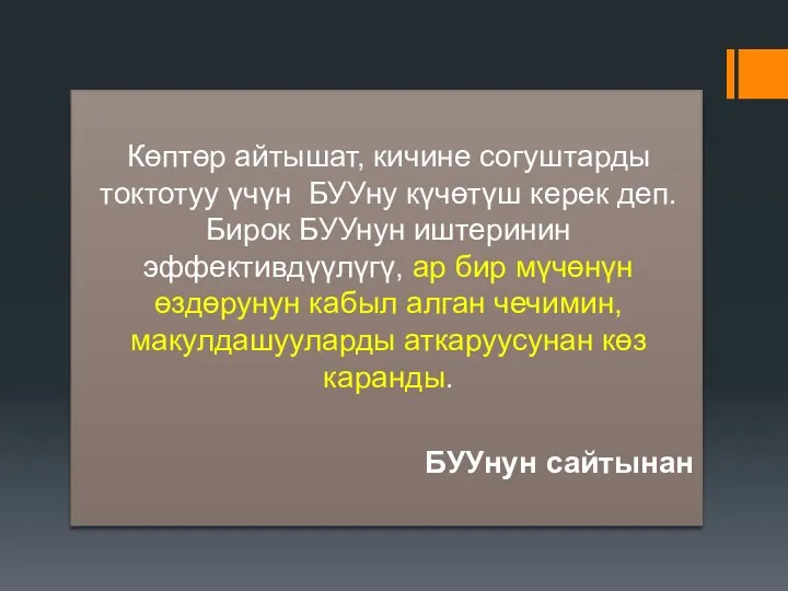 Көптөр айтышат, кичине согуштарды токтотуу үчүн БУУну күчөтүш керек деп. Бирок БУУнун