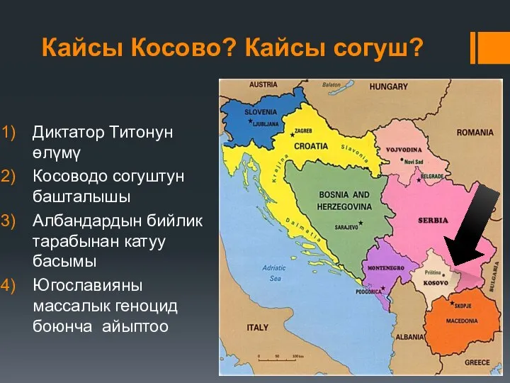 Кайсы Косово? Кайсы согуш? Диктатор Титонун өлүмү Косоводо согуштун башталышы Албандардын бийлик