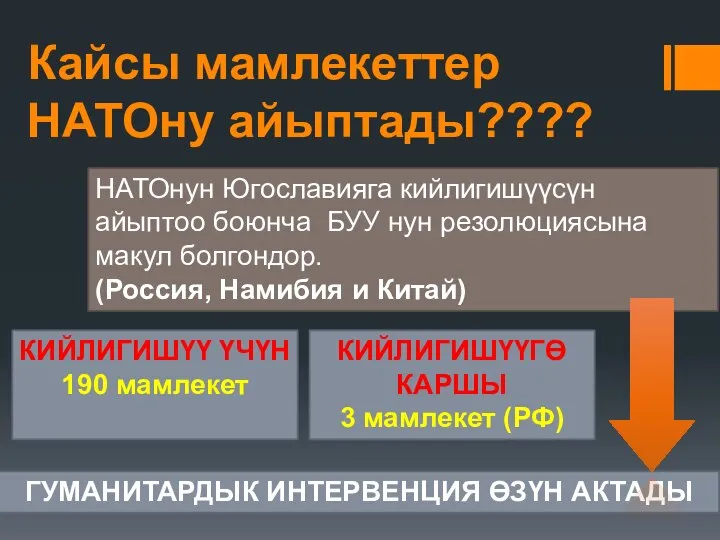 Кайсы мамлекеттер НАТОну айыптады???? НАТОнун Югославияга кийлигишүүсүн айыптоо боюнча БУУ нун резолюциясына