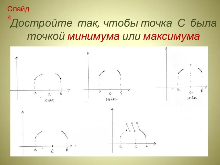 Достройте так, чтобы точка С была точкой минимума или максимума Слайд 4