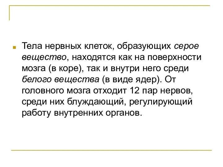 Тела нервных клеток, образующих серое вещество, находятся как на поверхности мозга (в