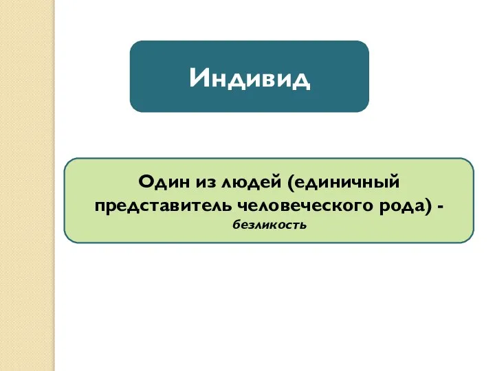 Индивид Один из людей (единичный представитель человеческого рода) - безликость