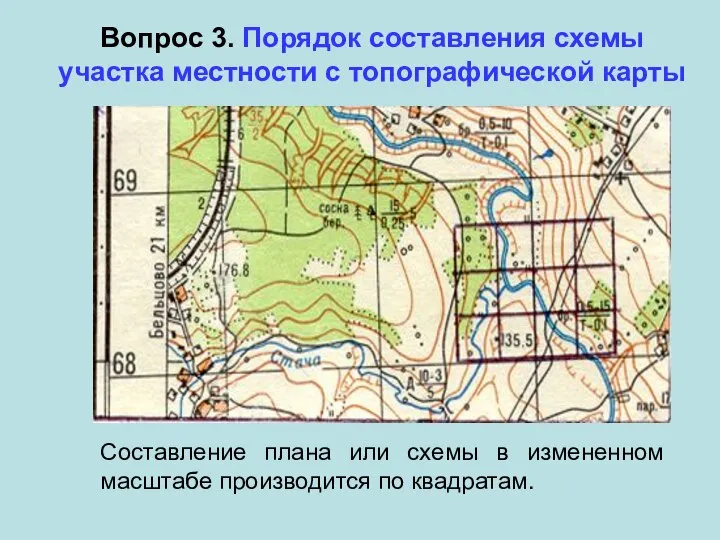 Вопрос 3. Порядок составления схемы участка местности с топографической карты Составление плана