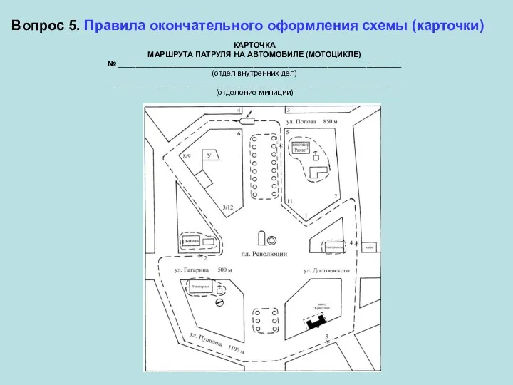 КАРТОЧКА МАРШРУТА ПАТРУЛЯ НА АВТОМОБИЛЕ (МОТОЦИКЛЕ) № _________________________________________________________________ (отдел внутренних дел) ____________________________________________________________________