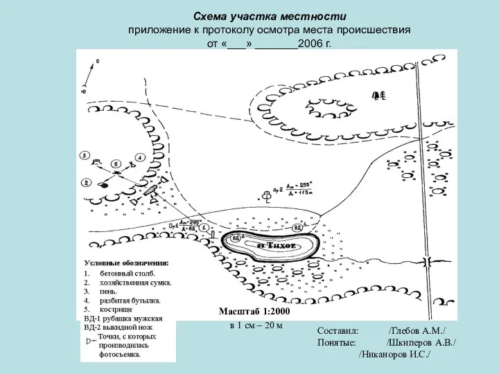 Схема участка местности приложение к протоколу осмотра места происшествия от «___» _______2006