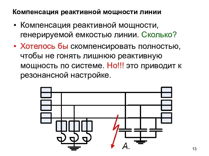 Компенсация реактивной мощности линии Компенсация реактивной мощности, генерируемой емкостью линии. Сколько? Хотелось