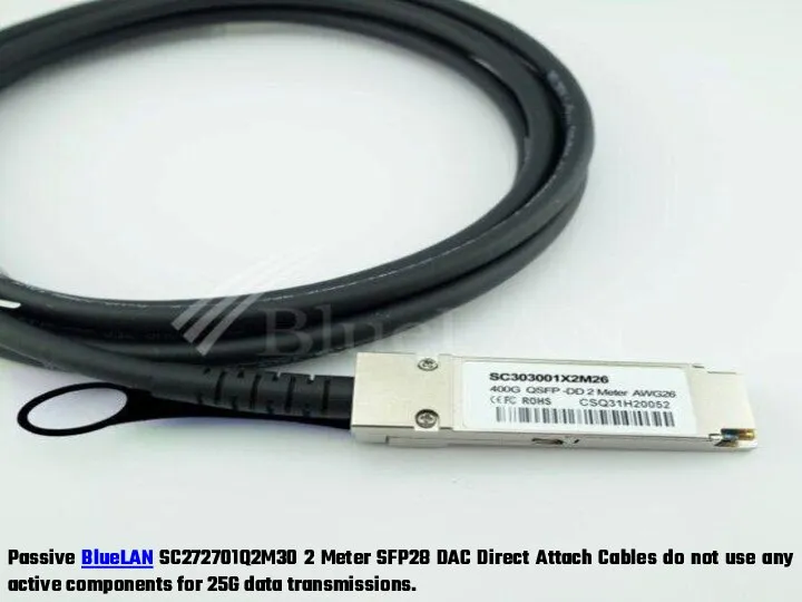 Passive BlueLAN SC272701Q2M30 2 Meter SFP28 DAC Direct Attach Cables do not