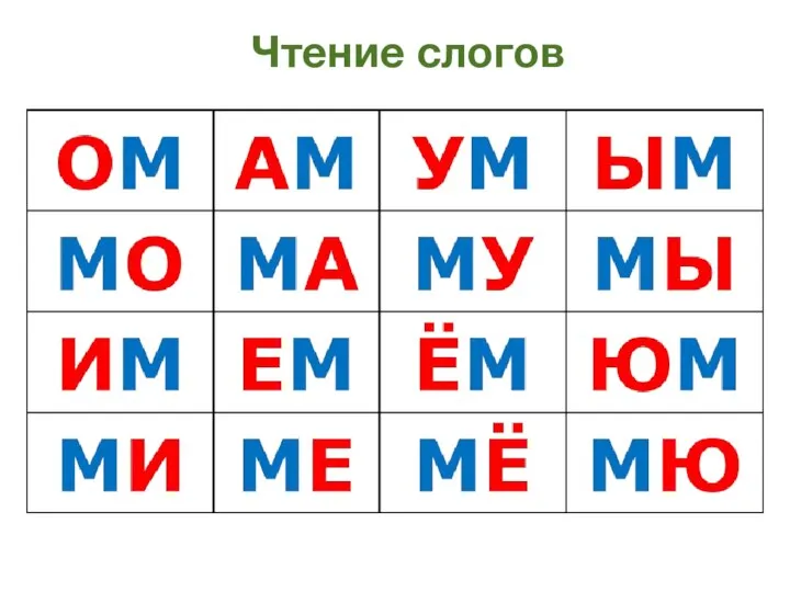 Чтение слогов