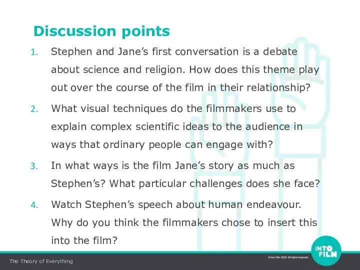 Stephen and Jane’s first conversation is a debate about science and religion.