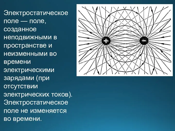 Электростатическое поле — поле, созданное неподвижными в пространстве и неизменными во времени