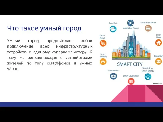 Что такое умный город Умный город представляет собой подключение всех инфраструктурных устройств