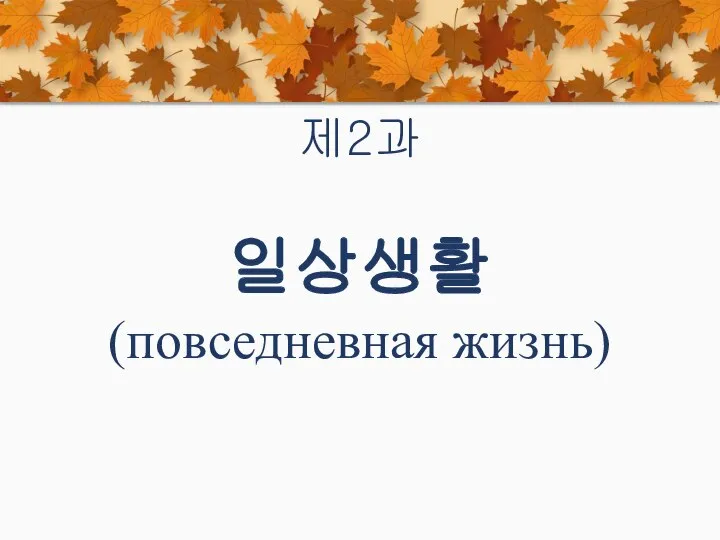 제2과 일상생활 (повседневная жизнь)