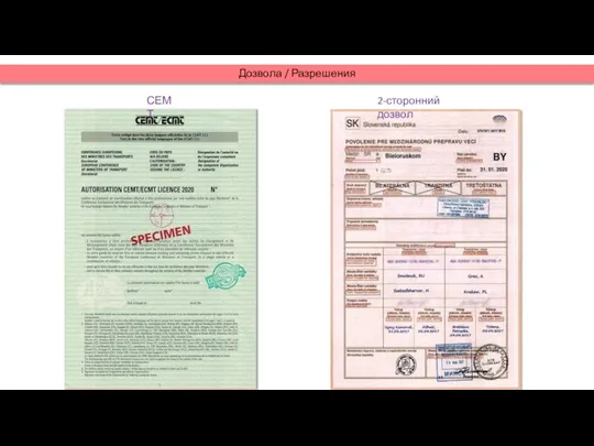 Дозвола / Разрешения СЕМТ 2-сторонний дозвол