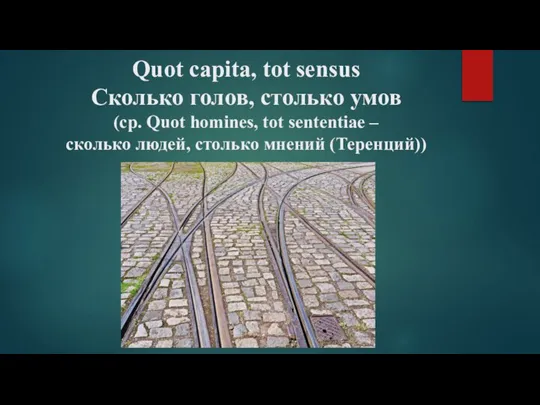 Quot capita, tot sensus Сколько голов, столько умов (ср. Quot homines, tot