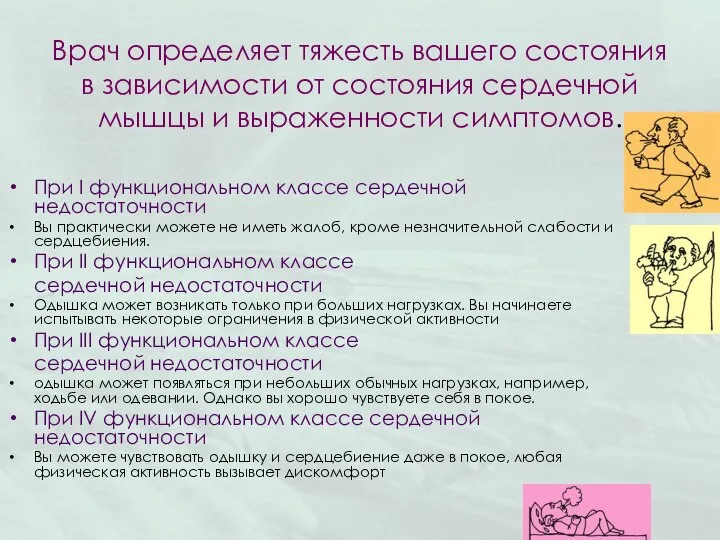 Врач определяет тяжесть вашего состояния в зависимости от состояния сердечной мышцы и