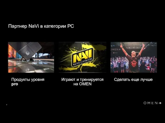 Партнер NaVi в категории PC Сделать еще лучше Играют и тренируется на OMEN Продукты уровня pro