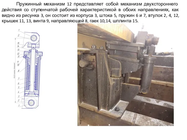 Пружинный механизм 12 представляет собой механизм двухстороннего действия со ступенчатой рабочей характеристикой