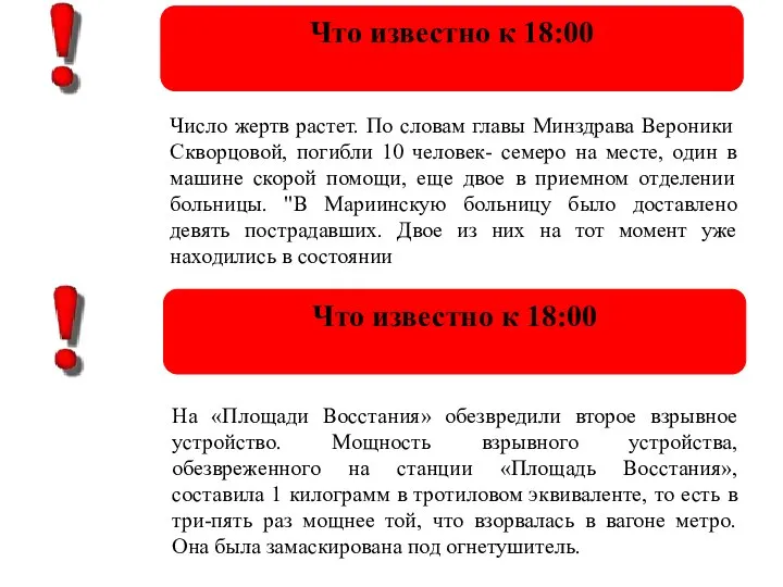 Число жертв растет. По словам главы Минздрава Вероники Скворцовой, погибли 10 человек-